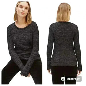 Eileen Fisher Merino Wool Blend Black Long Sleeve Top Size Small GUC